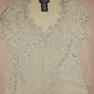 Rampage Women's Lace Blouse - Light Green Size L